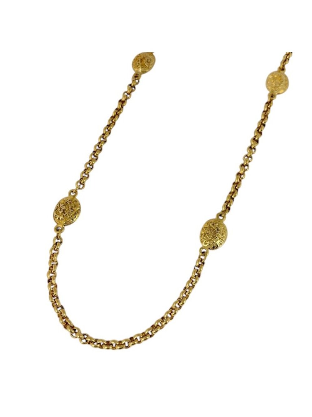 Chanel Necklace Logo Long Gold Plated
